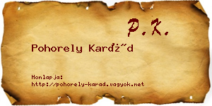 Pohorely Karád névjegykártya